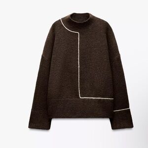 Zara Knit Sweater with Contrast Piping